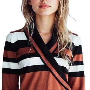 NYC Striped Sweater with Black, White, and Orange